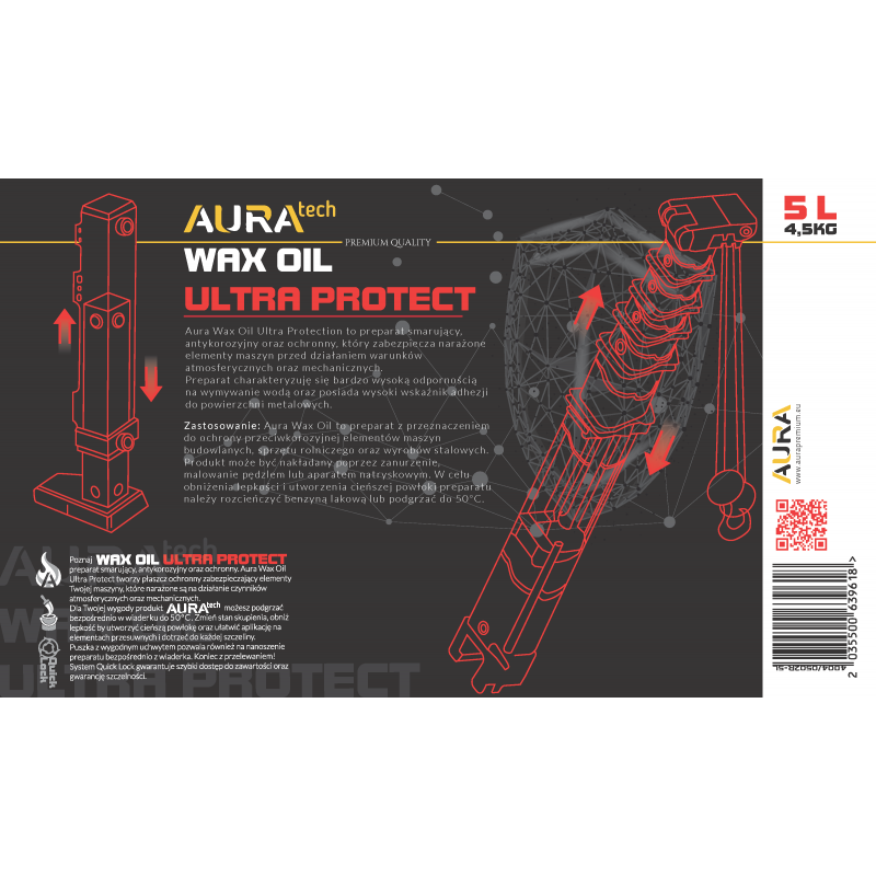 Aura WAXOIL ULTRA PROTECTION, 5 л — смазка для выдвижных элементов и компонентов шасси