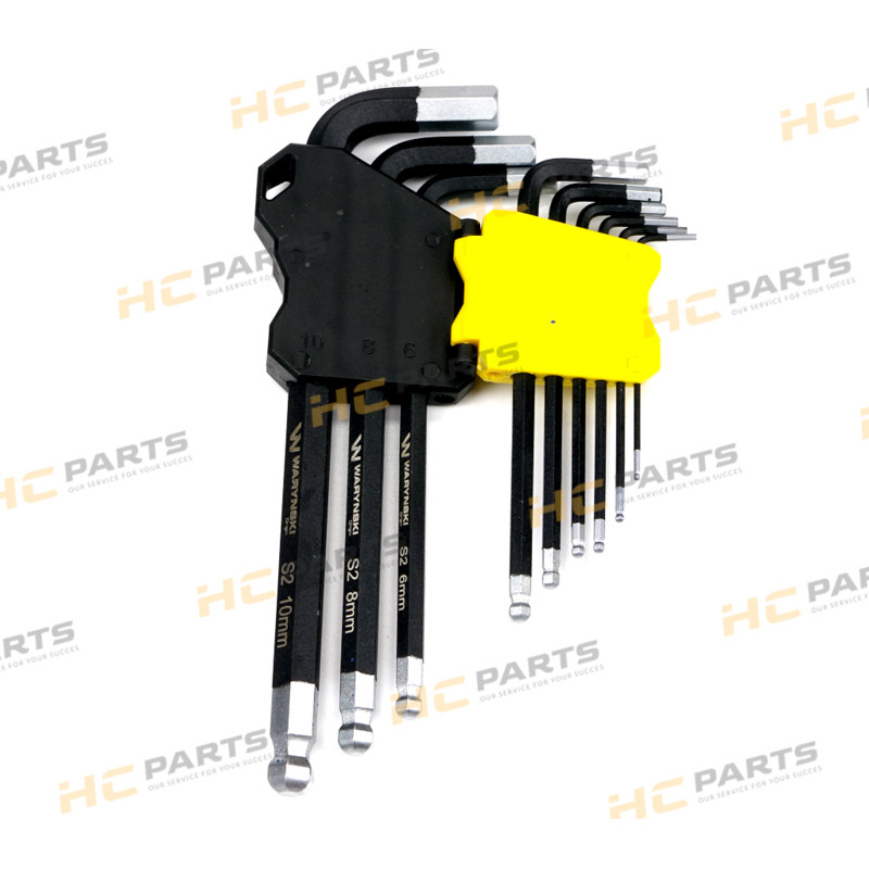 Набор удлиненных шестигранных ключей HEX 1,5–10 из стали S2 9el в держателе Warynski